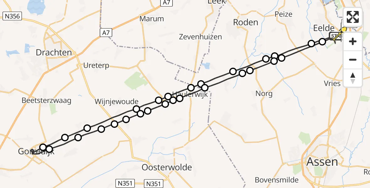 Routekaart van de vlucht: Lifeliner 4 naar Groningen Airport Eelde