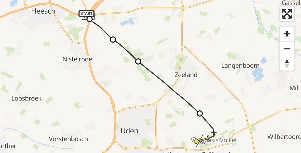 Routekaart van de vlucht: Lifeliner 3 naar Vliegbasis Volkel