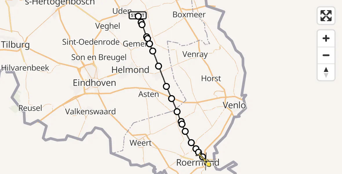 Routekaart van de vlucht: Lifeliner 3 naar Roermond