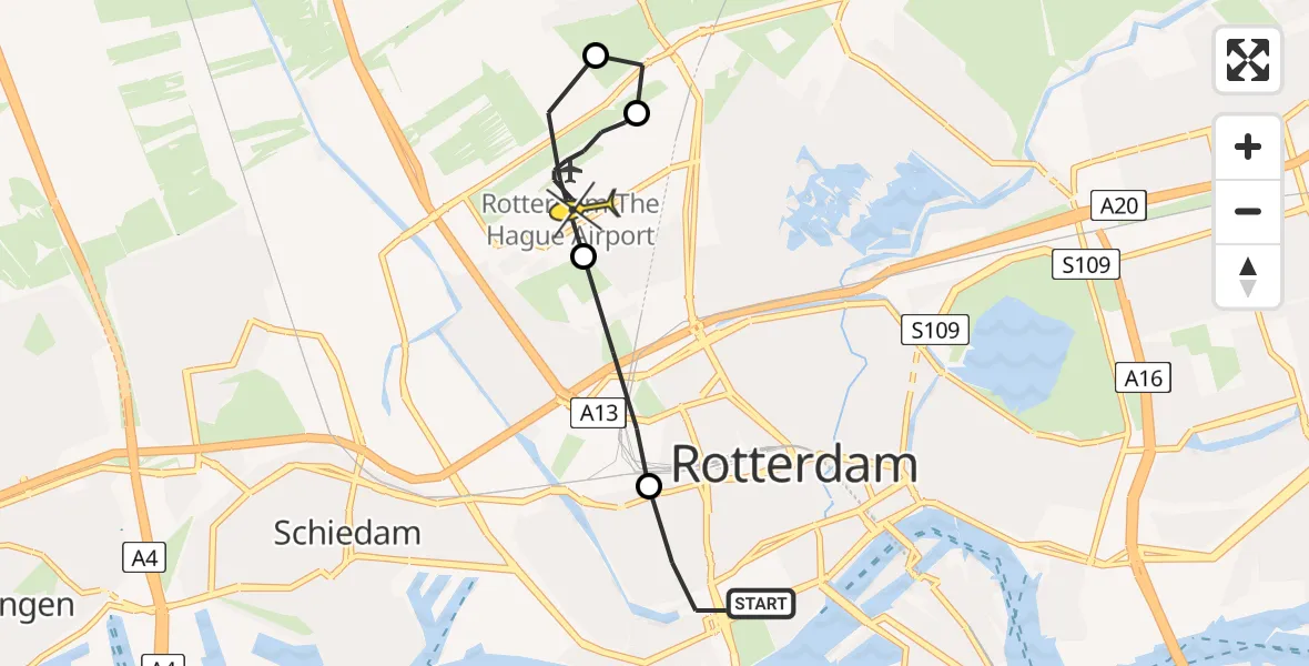 Routekaart van de vlucht: Lifeliner 2 naar Rotterdam The Hague Airport