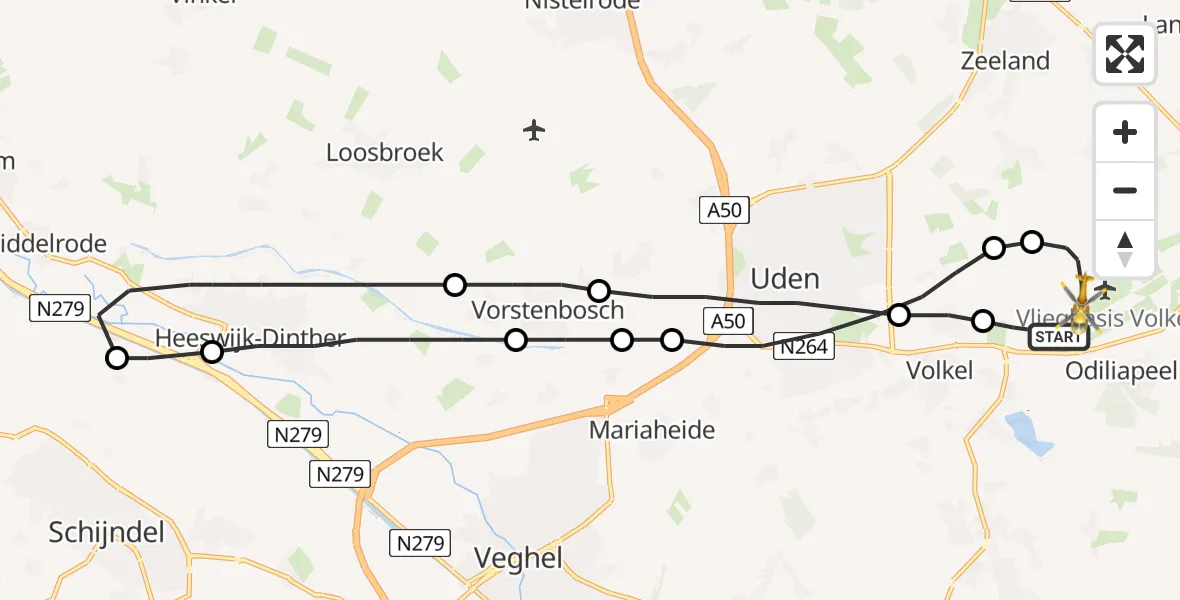 Vluchtroute Traumahelikopter Vliegbasis Volkel - Vliegbasis Volkel, 18 maart 2023, 08:13