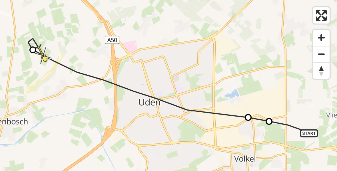 Routekaart van de vlucht: Lifeliner 3 naar Vorstenbosch
