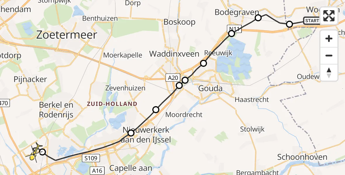 Routekaart van de vlucht: Lifeliner 2 naar Rotterdam The Hague Airport