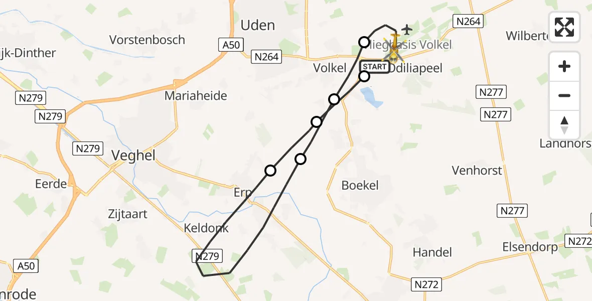 Vluchtroute Traumahelikopter Vliegbasis Volkel - Vliegbasis Volkel, 18 maart 2023, 11:25