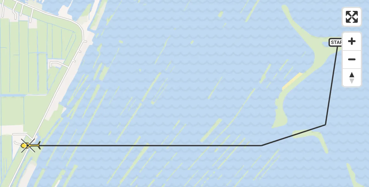 Routekaart van de vlucht: Politiehelikopter naar Waverveen