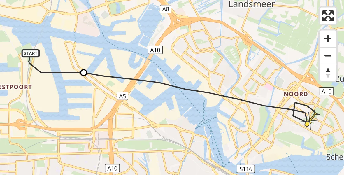 Routekaart van de vlucht: Lifeliner 1 naar Amsterdam