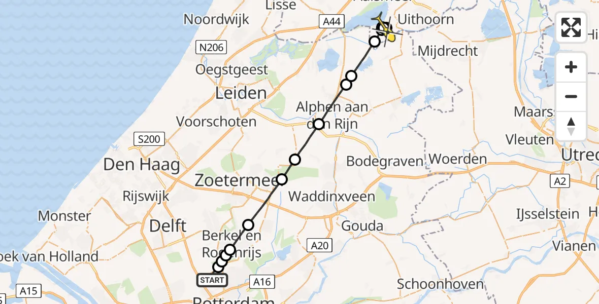 Routekaart van de vlucht: Lifeliner 2 naar Kudelstaart