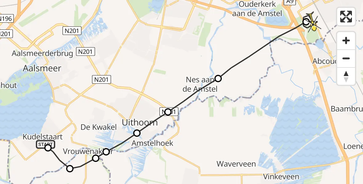 Routekaart van de vlucht: Lifeliner 2 naar Academisch Medisch Centrum (AMC)