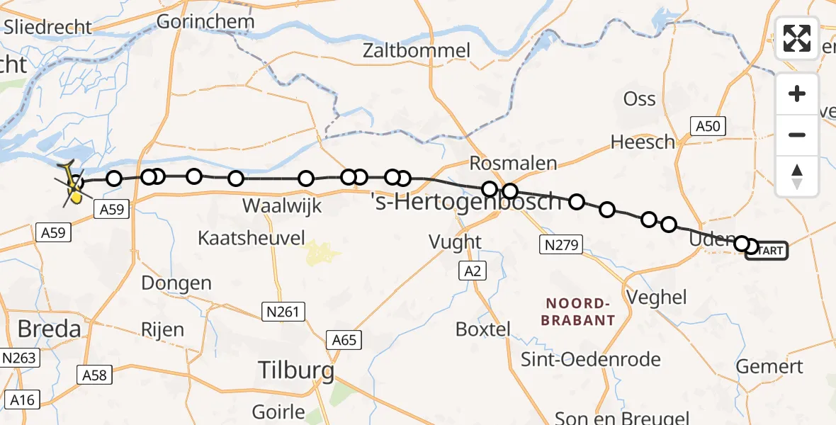 Routekaart van de vlucht: Lifeliner 3 naar Drimmelen