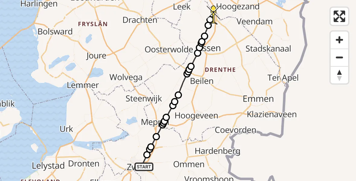 Routekaart van de vlucht: Lifeliner 4 naar Groningen Airport Eelde