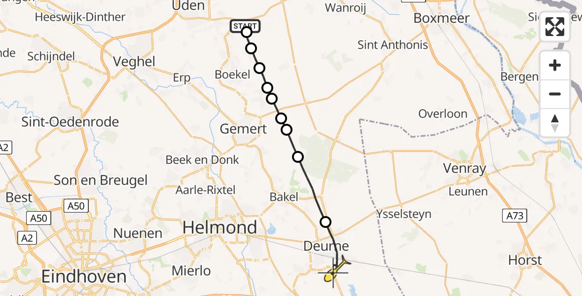 Routekaart van de vlucht: Lifeliner 3 naar Deurne
