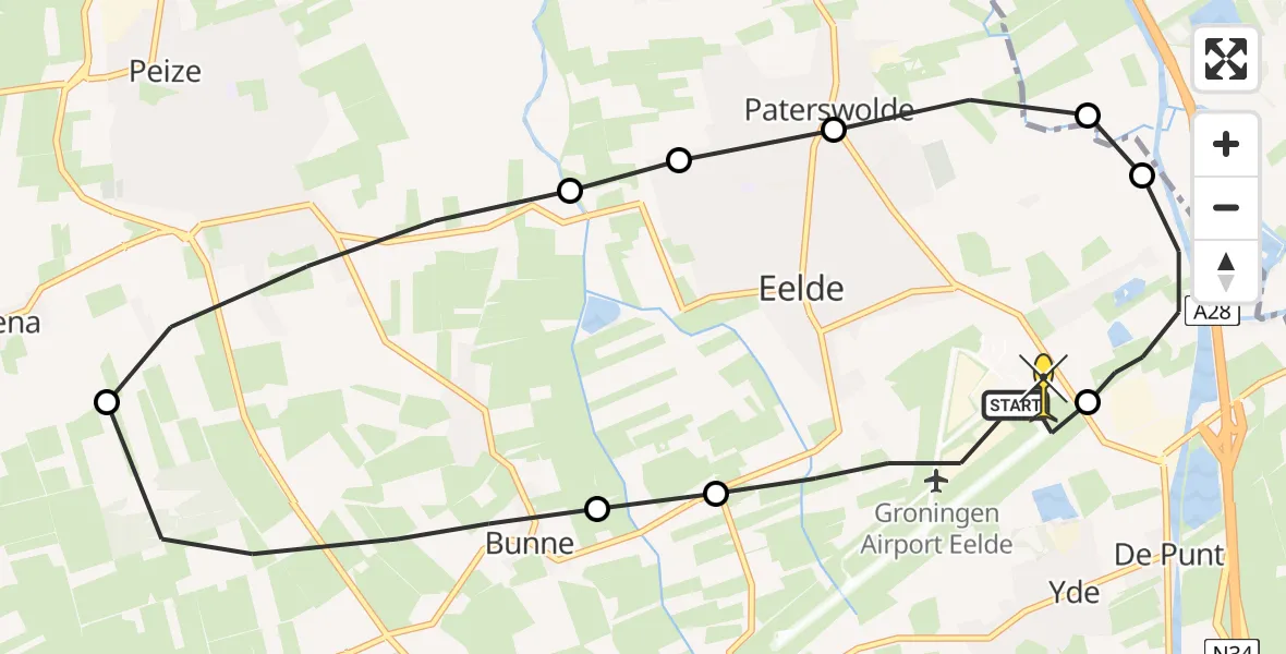 Routekaart van de vlucht: Lifeliner 4 naar Groningen Airport Eelde