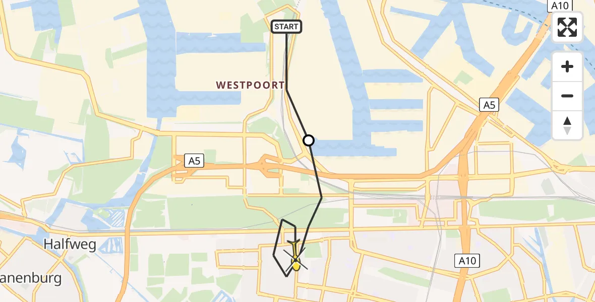 Routekaart van de vlucht: Lifeliner 1 naar Amsterdam