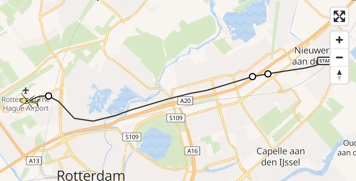 Routekaart van de vlucht: Lifeliner 2 naar Rotterdam The Hague Airport