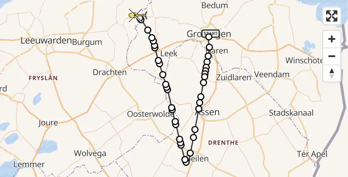 Routekaart van de vlucht: Lifeliner 4 naar Burum