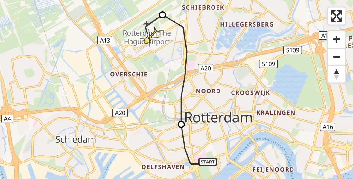 Routekaart van de vlucht: Lifeliner 2 naar Rotterdam The Hague Airport