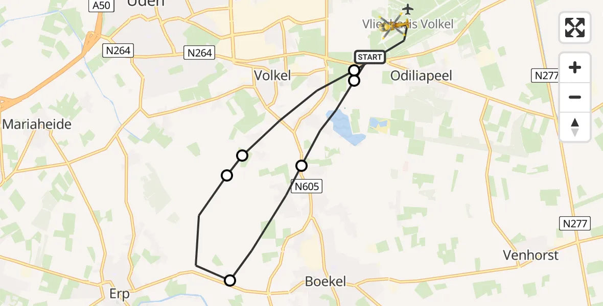 Vluchtroute Traumahelikopter Vliegbasis Volkel - Vliegbasis Volkel, 20 maart 2023, 06:39