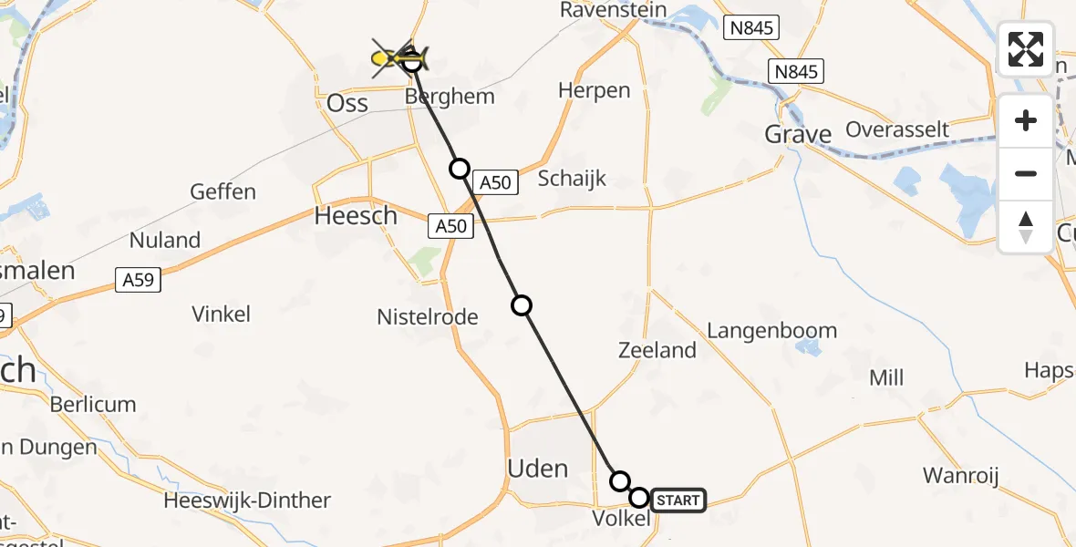 Routekaart van de vlucht: Lifeliner 3 naar Oss