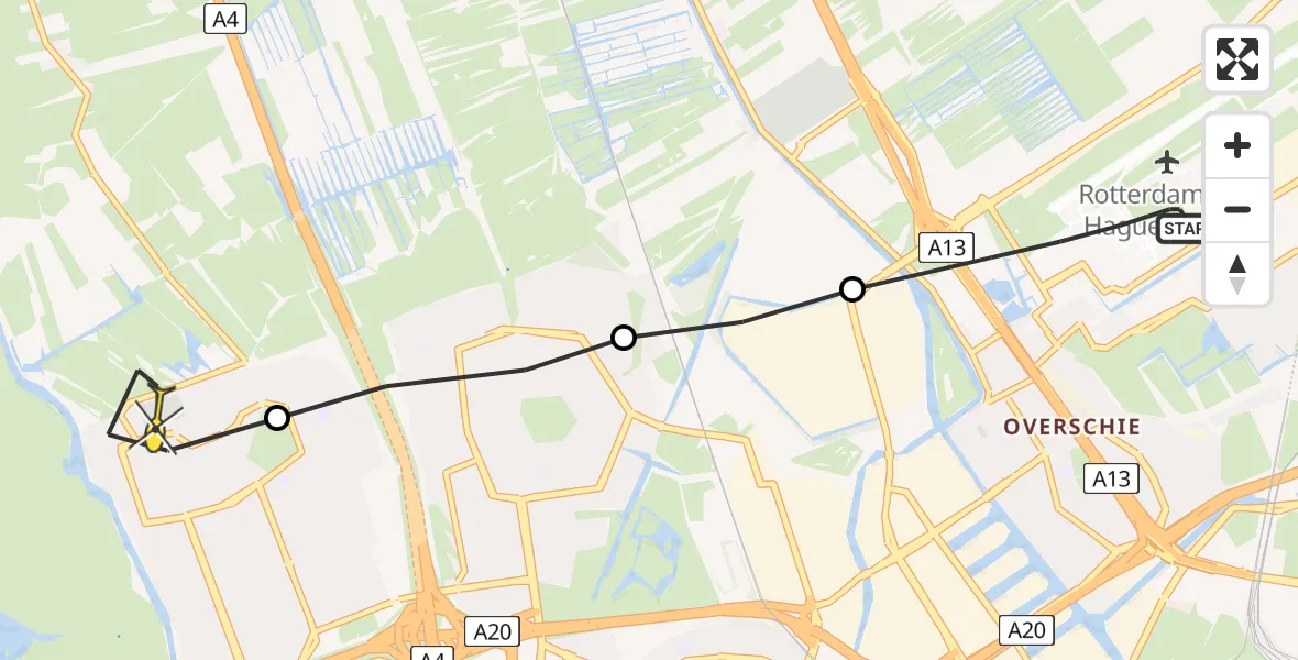 Routekaart van de vlucht: Lifeliner 2 naar Vlaardingen