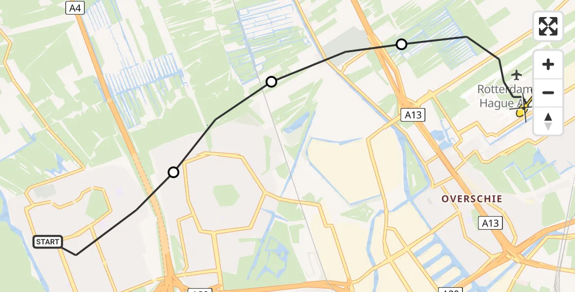 Routekaart van de vlucht: Lifeliner 2 naar Rotterdam The Hague Airport