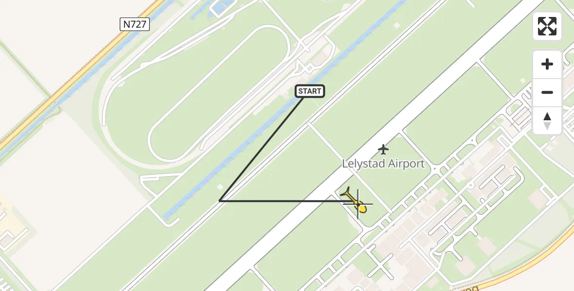 Vluchtroute Traumahelikopter van Lelystad Airport naar Lelystad Airport