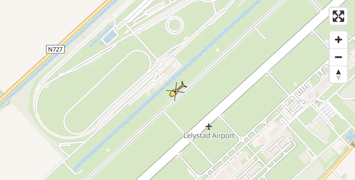 Vluchtroute Traumahelikopter van Lelystad Airport naar Lelystad Airport