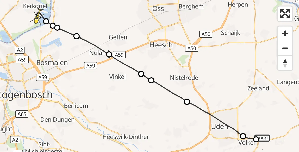 Routekaart van de vlucht: Lifeliner 3 naar Kerkdriel