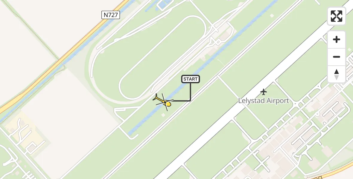 Vluchtroute Traumahelikopter van Lelystad Airport naar Lelystad Airport