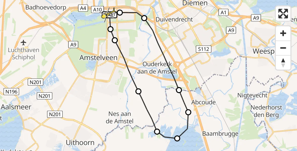 Routekaart van de vlucht: Lifeliner 1 naar VU Medisch Centrum Amsterdam