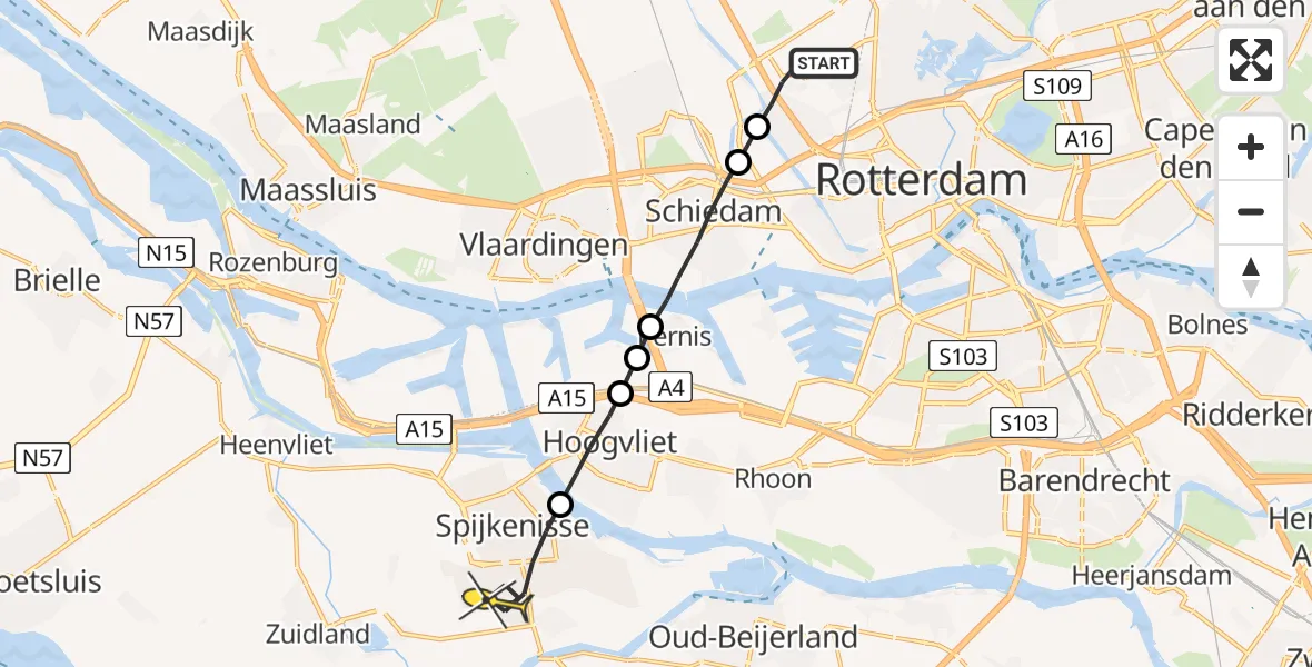 Routekaart van de vlucht: Lifeliner 2 naar Spijkenisse