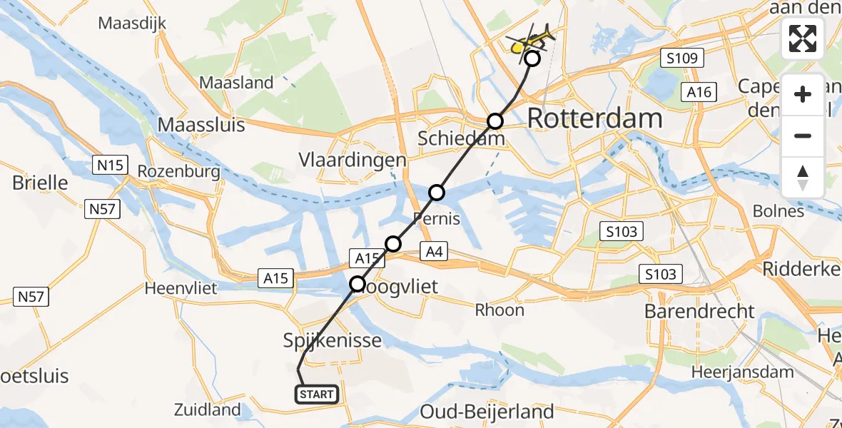 Routekaart van de vlucht: Lifeliner 2 naar Rotterdam The Hague Airport