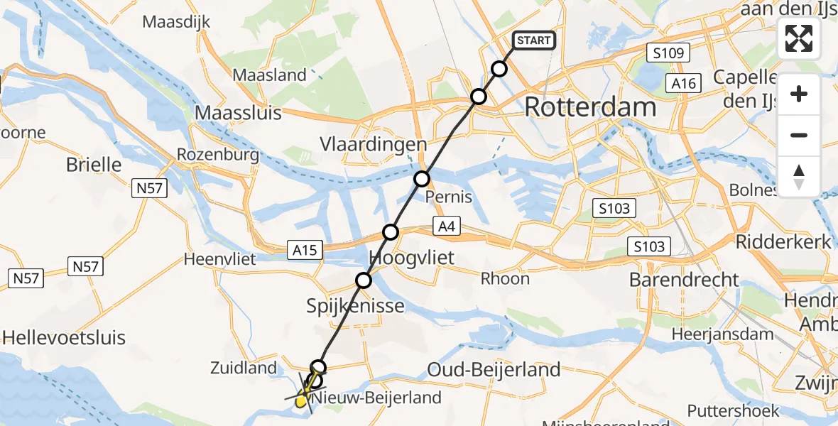 Routekaart van de vlucht: Lifeliner 2 naar Simonshaven