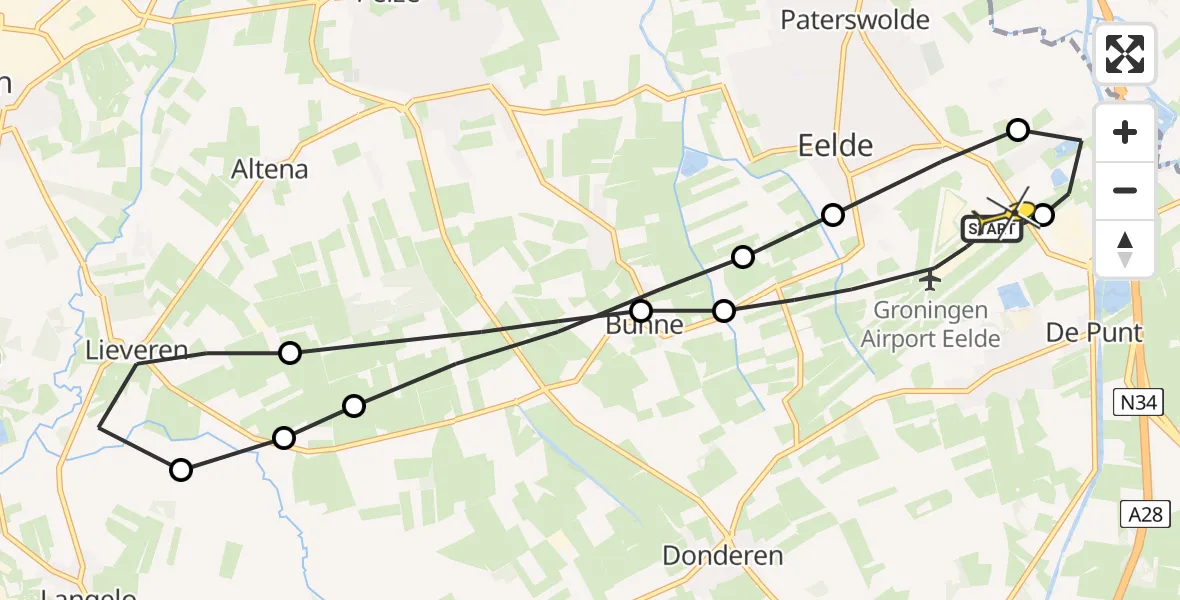 Routekaart van de vlucht: Lifeliner 4 naar Groningen Airport Eelde