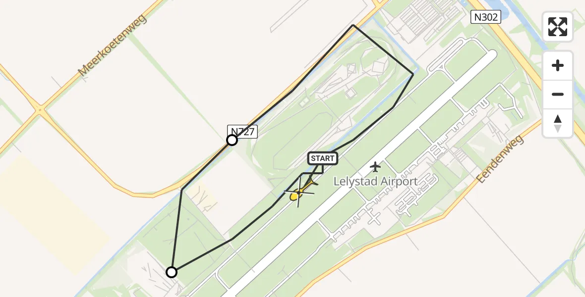 Routekaart van de vlucht: Traumaheli naar Lelystad Airport