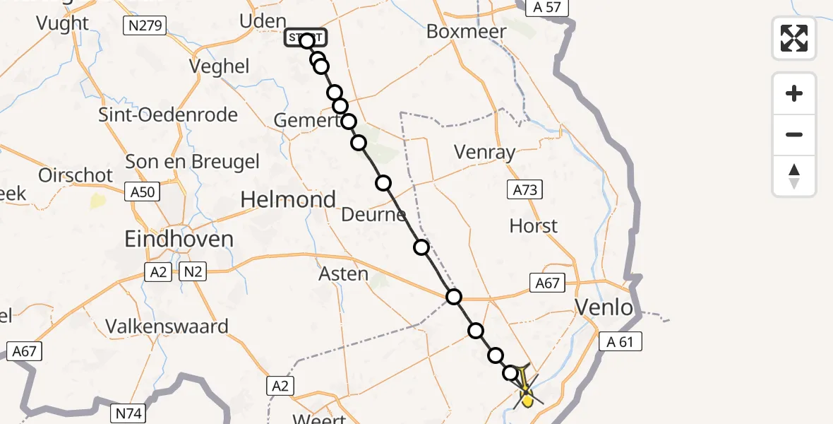 Routekaart van de vlucht: Lifeliner 3 naar Kessel