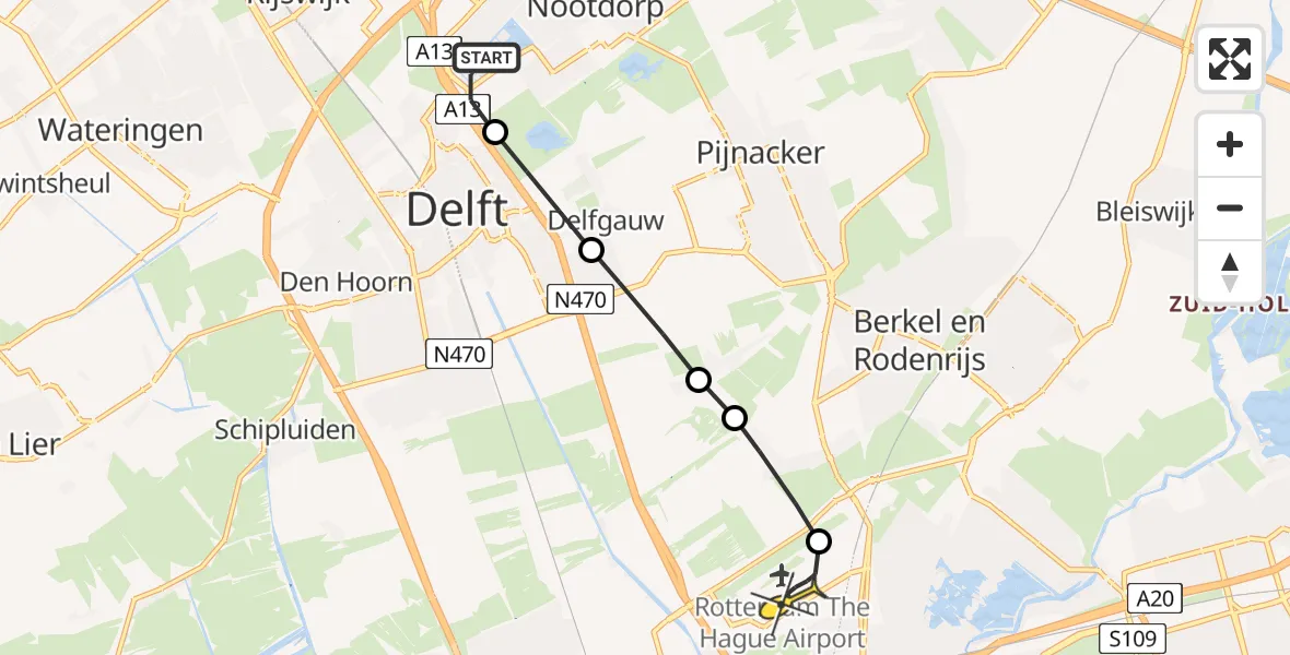 Routekaart van de vlucht: Lifeliner 2 naar Rotterdam The Hague Airport