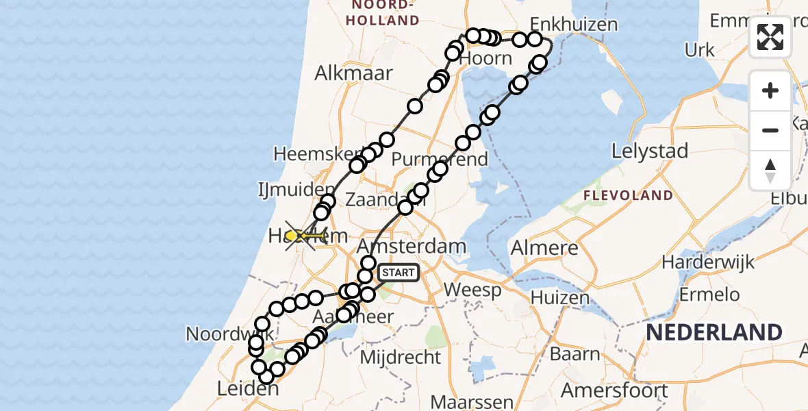 Routekaart van de vlucht: Lifeliner 1 naar Haarlem