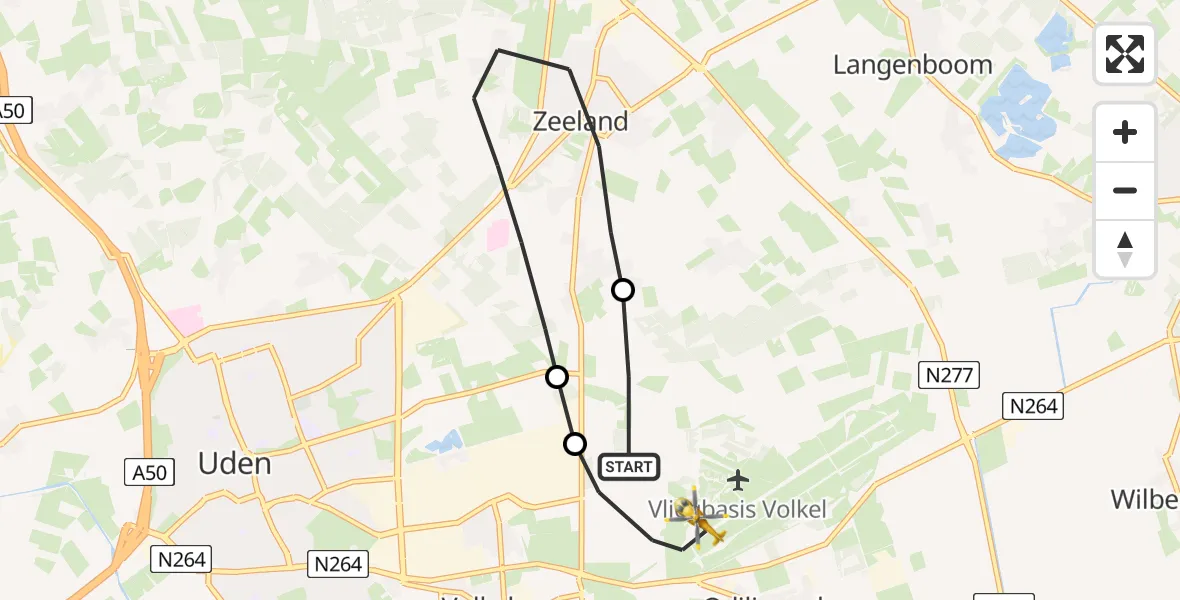 Vluchtroute Traumahelikopter Vliegbasis Volkel - Vliegbasis Volkel, 21 maart 2023, 18:46