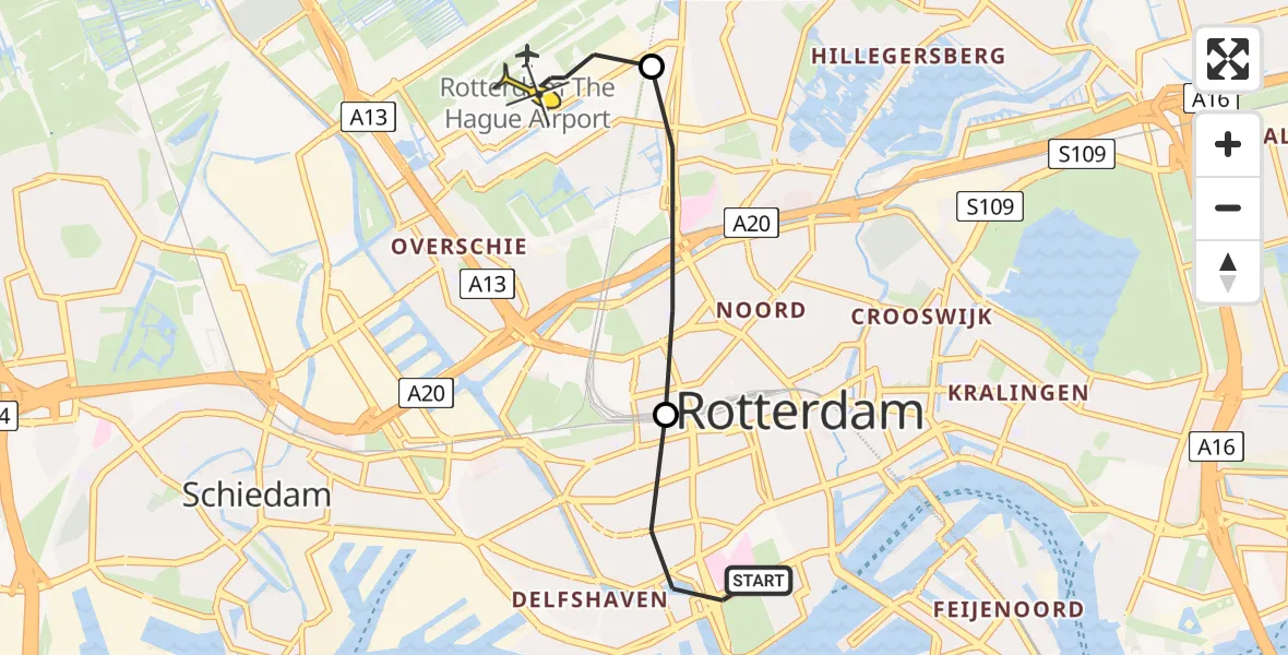 Routekaart van de vlucht: Lifeliner 2 naar Rotterdam The Hague Airport