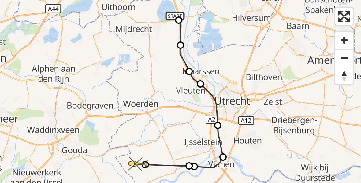 Routekaart van de vlucht: Politieheli naar Polsbroek