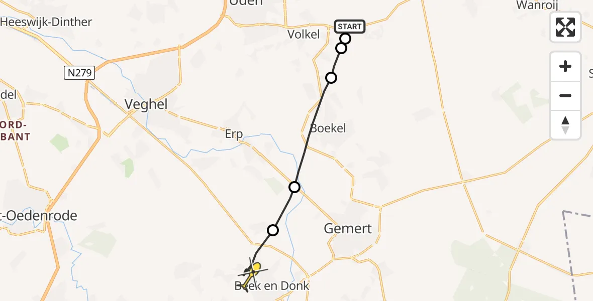 Routekaart van de vlucht: Lifeliner 3 naar Beek en Donk