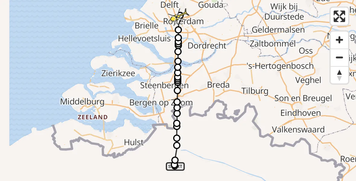 Routekaart van de vlucht: Lifeliner 2 naar Rotterdam The Hague Airport