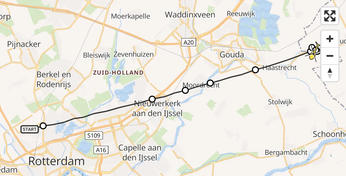 Routekaart van de vlucht: Lifeliner 2 naar Haastrecht