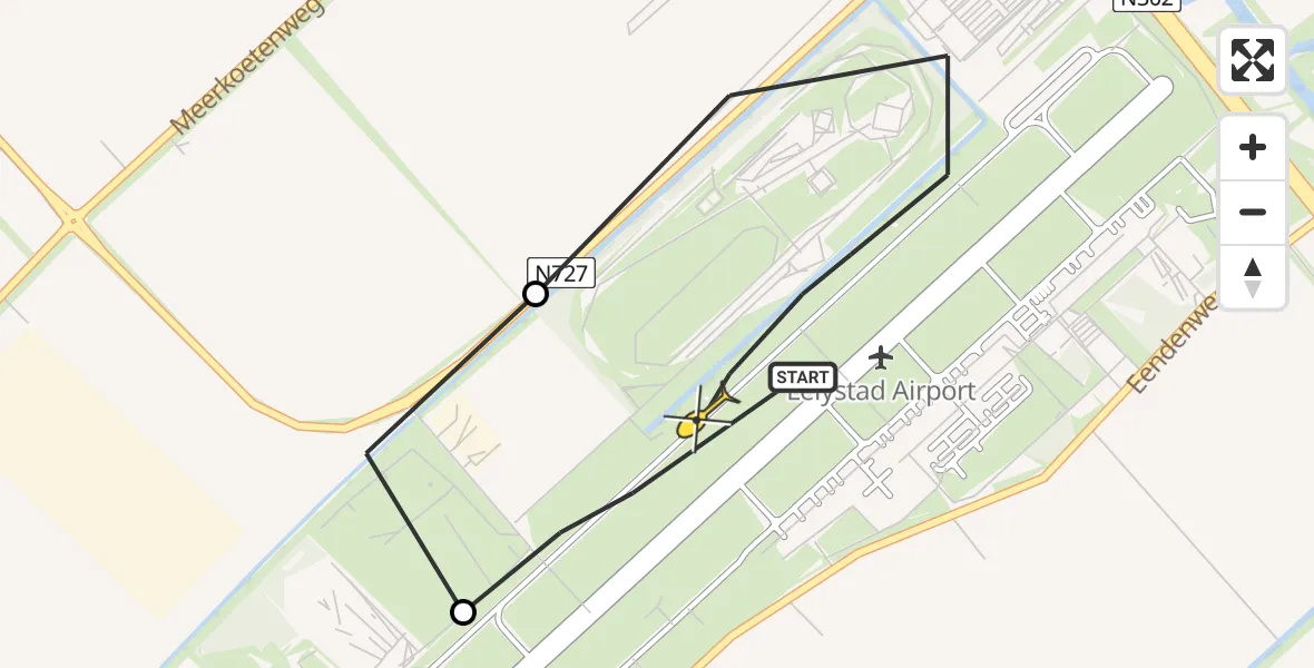 Routekaart van de vlucht: Traumahelikopter naar Lelystad Airport