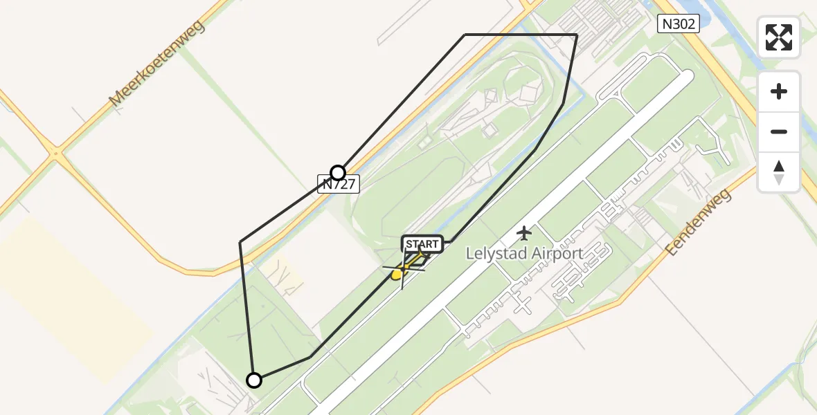 Routekaart van de vlucht: Traumaheli naar Lelystad Airport