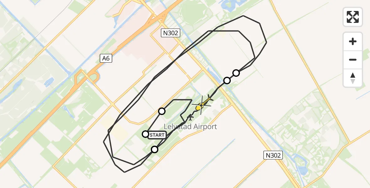 Vluchtroute Traumahelikopter van Lelystad Airport naar Lelystad Airport