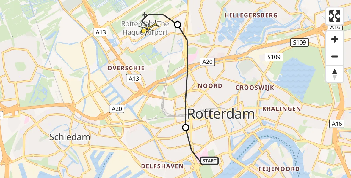 Routekaart van de vlucht: Lifeliner 2 naar Rotterdam The Hague Airport