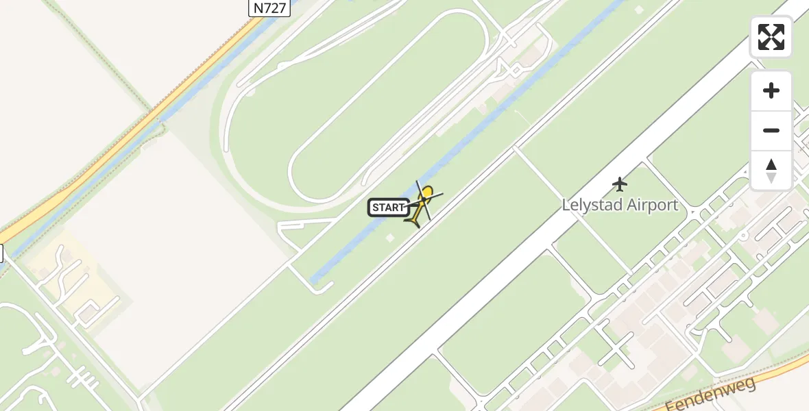 Vluchtroute Traumahelikopter van Lelystad Airport naar Lelystad Airport