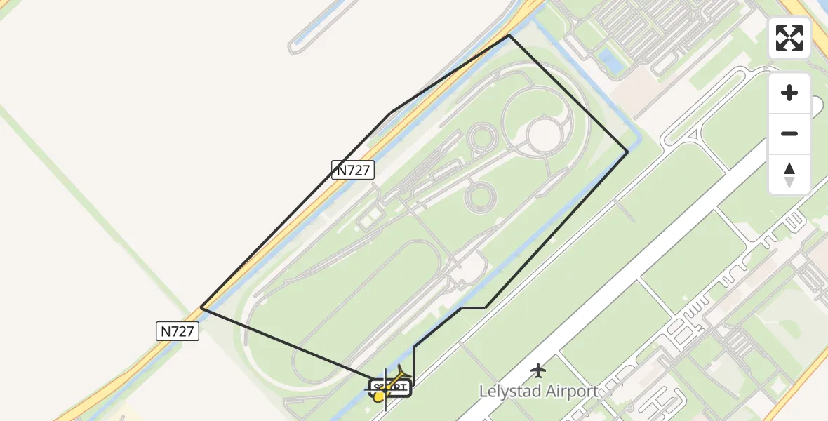 Vluchtroute Traumahelikopter van Lelystad Airport naar Lelystad Airport