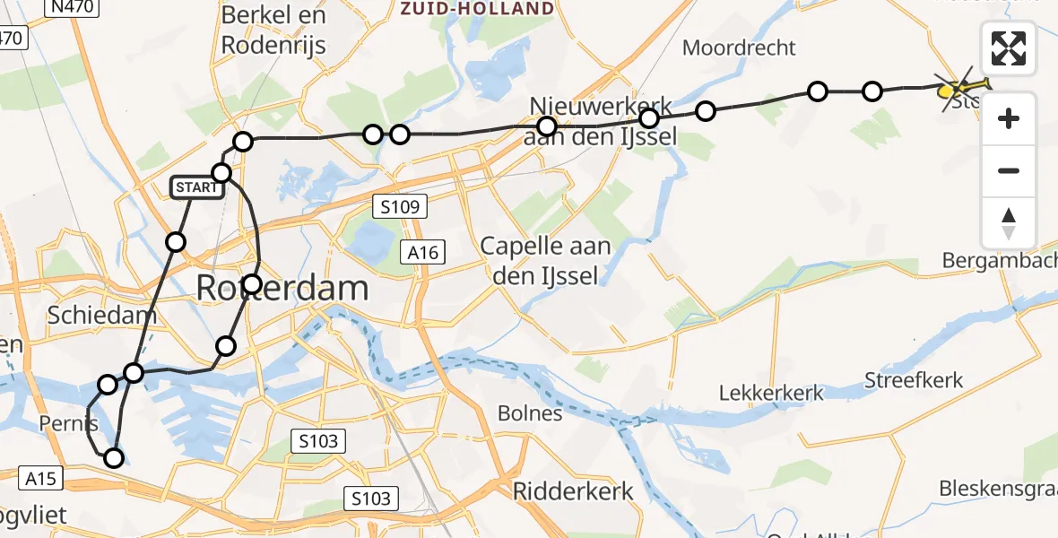 Routekaart van de vlucht: Lifeliner 2 naar Stolwijk